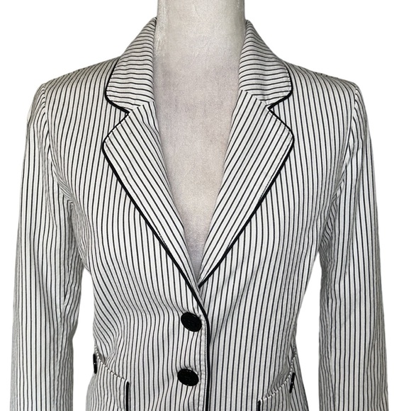 Lacoste Black & White Striped Blazer Jacket - 40 / M - Picture 2 of 11